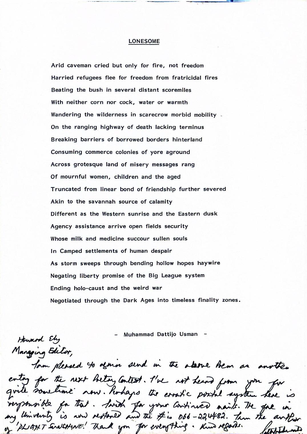 Archival scan of Lonesome